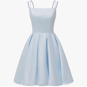 Elegant Light Blue Mini Dress